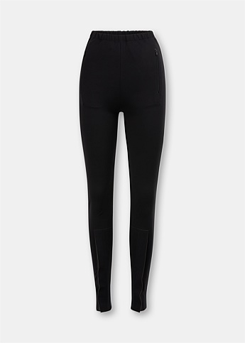 Victoria Beckham Women's Split Front Stretch Leggings, Solid Black, Medium  M